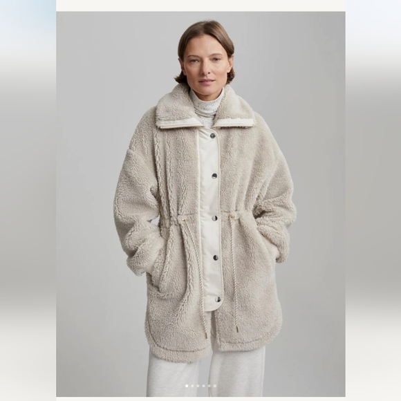 Women's Anthropologie Medium Varley Sherpa Jamie Jacket Chateau Grey/ Sandshell - Picture 1 of 14